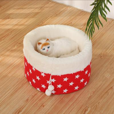 China Wholesale Breathable Round Warm Plush Cat Pet Nest New Pet Bed Autumn And Winter Pet Supplies Plus Velvet Cat Kennel for sale