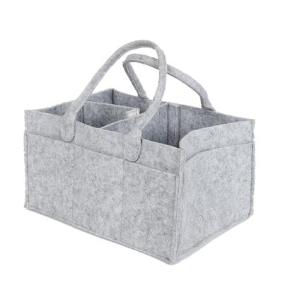 China Durable Wholesale Portable Felt Baby Diaper Bag In Gray for sale