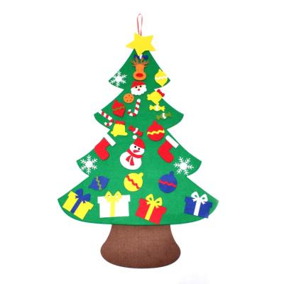 China Door Decoration Eco - Friendly Home Gifts Educational DIY Felt Christmas Tree With Ornament Set For Kids for sale