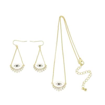 China CLASSIC hot sale design creative pendant cheap women's accessories set Diamond Eyes Jewelry Necklace bad for sale