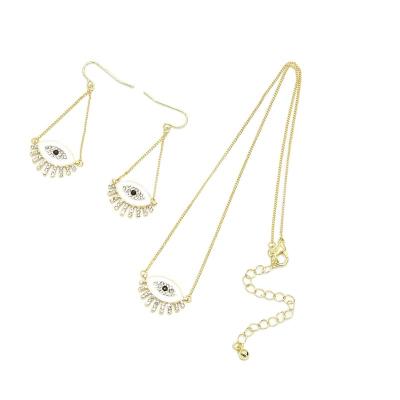 China OEM Design CLASSIC Individuality Adjustable Length Gold Plated Diamond Eyes Women Necklace Sets Wicked Geometric for sale