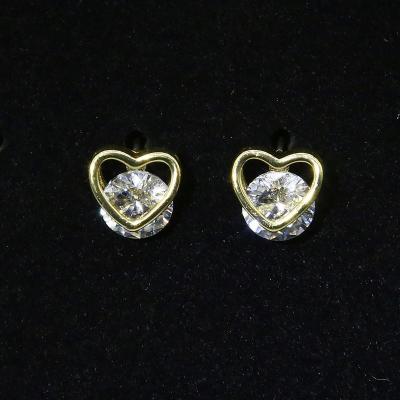 China Fashion Jewelry CLASSIC Special Hot Selling Gold Plated Fashion Love Heart Zircon Wholesale Stud Earrings for sale