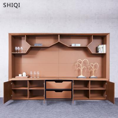 China Customizable high quality modern wood and leather office furniture bookcase for sale