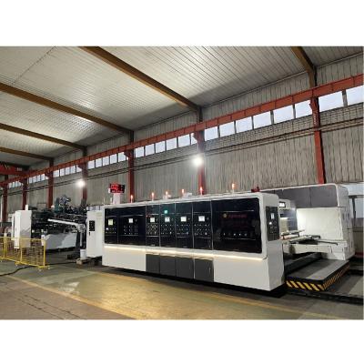 China 1200mm Automatic Flexo Printing Slotting Die Cutting Folding Gluing Strapping Inline Machine for sale