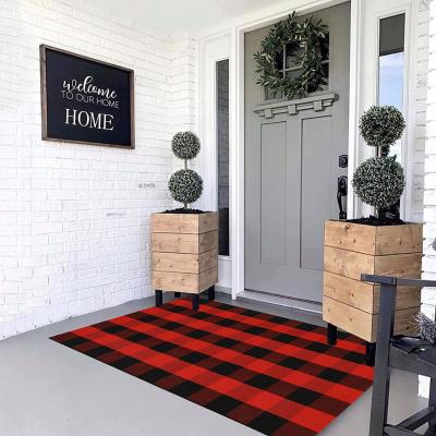 China Washable Rug Outdoor Front Entrance Floor Lattice Decorative Rug, Handwoven Double Sided Foldable Rug for sale