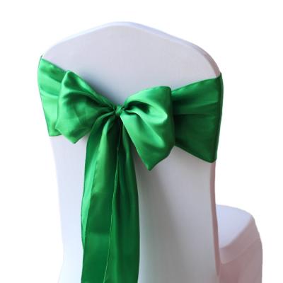 China Beautiful Durable Satin Chair Band Chairs Delicate Bow Tie Cover Decor Bow Tie Chair Sash For Hotel Banquet Wedding Party Decor 17X275cm for sale