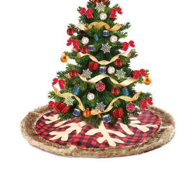 China Morden Christmas Tree Skirt Decor Christmas 90cm 2022 Decorations For Carpet Plaid Xmas Home Ornament for sale