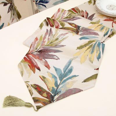 China Single table runner Nordic Eco style leaf table decoration colorful cover cloth for sale