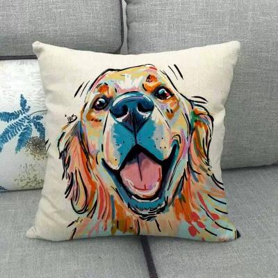 China Dog series portable painted canvas hugging pillowcase, leisure home hugging pillowcase for sale