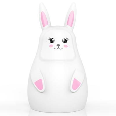 China New Kids Night Light Bedroom Modern Cute Variable Soft Color Rabbit Silicone Touch Tap Rechargeable Nursery Remote Control for sale