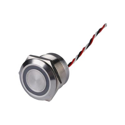 China High Quality Stainless Steel (or Aluminum Oxidation) HS06 PS024 IP68 Ring Illuminated Stainless Steel 12V Self-Latching Blue 19mm On-Off Led Piezo Switch for sale