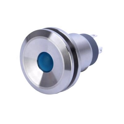 China DC 34V Modern High Quality Waterproof 1NO Stainless Steel Toilet Momentary 19mm Concave Main Push Button for sale