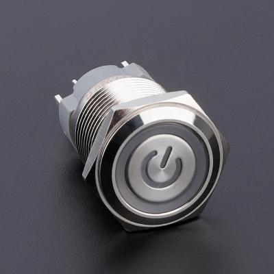 China New Arrival Industrial Custom Logo Control Momentary Illuminated Metal Led Push Button 15A 16mm Power Switch for sale