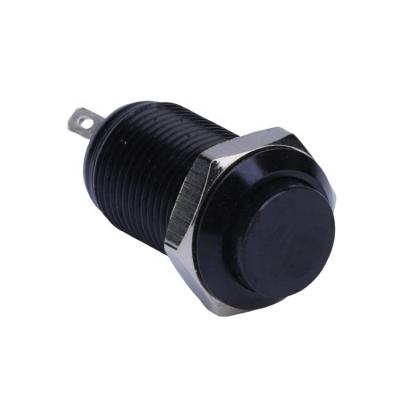 China Nickel Brass/Stainless Steel 10mm 3pin Reset Momentary High Round Mini Black Push Button Switch For Guitar for sale