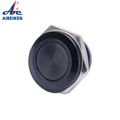 China Aibeiken Electric Momentary Normally Open Metal SPST Switch Start Black Anodized Black Push Button 16mm for sale