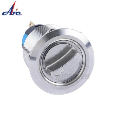 China Stainless Steel 1NO1NC Ring Led Illuminated 2 Position Rotary 22mm Self-Latching Selector Switch for sale