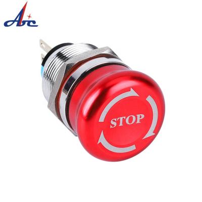 China Chrome 22mm E Stop Key Red Mushroom Waterproof Emergency Stop Push Switch for sale