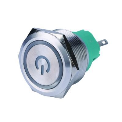 China 12V 24V 220V Waterproof Momentary Stainless Steel 28mm LED Push Button Metal Auto Switch With Power Logo for sale