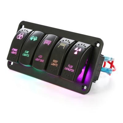 China Colorful Marine Car /Truck/Boat/Marine/Mobile Boat 5 Gang Switch Display Panel With Roof Side Light for sale