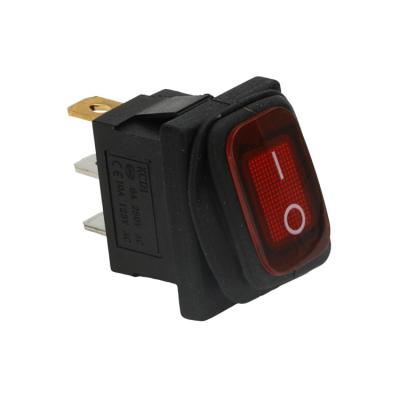 China ON Waterproof Inverter 6A 250V 10A 125V AC 3Pins 2 Position ON OFF SPST DC12V LED Red Light Illuminated Rocker Switch for sale