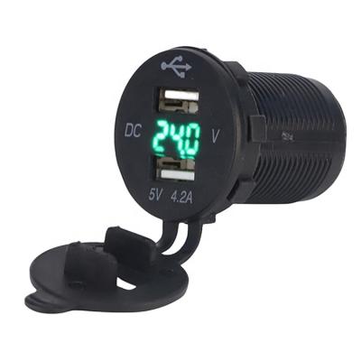 China Long Life USB Charger LED Marine Voltmeter and Dual Design Factory Supply Exquisite Waterproof Power 2 Voltmeter Car 4.2A Port Boat for sale