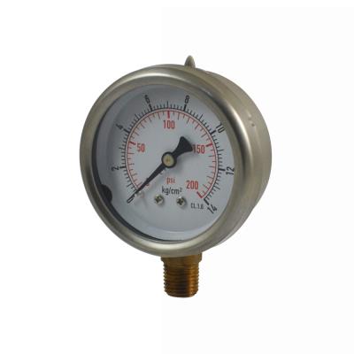 China Stainless Steel Case 60mm Bayonet Ring Pressure Gauge Liquid Filled Dual Pressure Gauge for sale