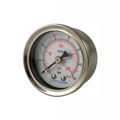 China 1.5 Inch Inlet Oil Filled Pressure Gauge Rear Gauge 40mm Oil Filled Pressure Gauge for sale