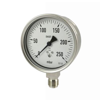 China All Stainless Steel Low mbar 100mm Capsule Pressure Gauge for sale