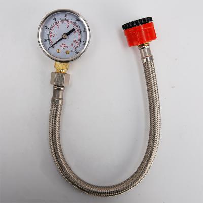 China Water Dispensing Water Pressure Test Gauge Water Pressure Gauge With 3/4 BSP Hose for sale