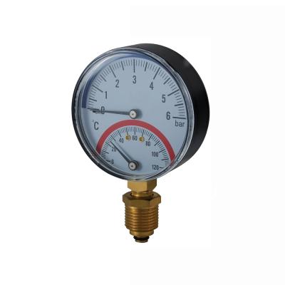 China Black Steel Case 80mm Thermo Gauge Pressure Temperature Connection Lower Or Rear Gauge for sale