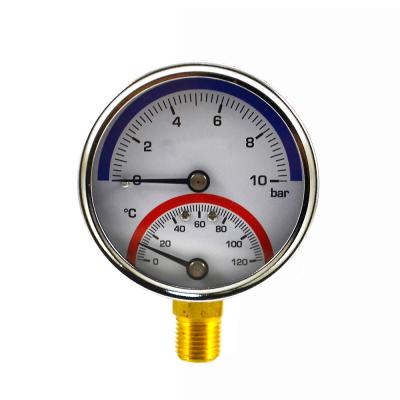 China Black Steel Case 2.5inch Black Steel Case Thermomanometer Pressure And Temperature Gauge for sale