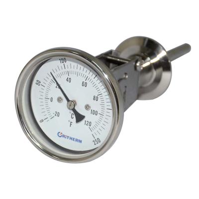 China SS316 63mm Back Entry All Stainless Steel Industry Sanitary Bimetal Thermometer for sale