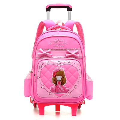 China Hot sale latest fasion\'s 3d school bags children cartoon backpack with wheels coloring to customize packages rolling kids wheeled backpacks trolley for sale