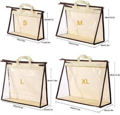 China Fashion Top Selling Splice Finish Wardrobe Closet Dust PVC Handbag Toiletry Storage Hanging Organizer Cover Transparent Leather Bag for sale