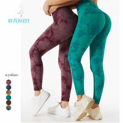 China Breathable Wholesale Marble Soft Seamless Scrunch butt leggings Butt lifting Tie Dye Soft Workout Tights Scrunch Butt Yoga Gym Leggings for sale