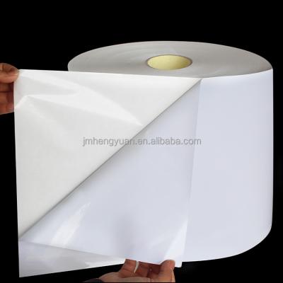 China Jumbo Roll Waterproof Custom White Synthetic Sticker Label Materials Self Adhesive Polyethylene PE Paper for sale