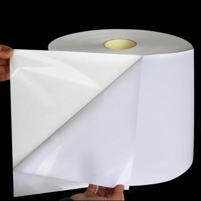 China Waterproof PP PE PET BOPP Label Semi Stock Raw Material Gloss Jumbo Paper Label Rolls Self Adhesive Paper for sale