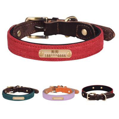 China Modern Design Practical Genuine Sustainable Dog Collar Nameplate Cowhide Marking Collar For Pets for sale