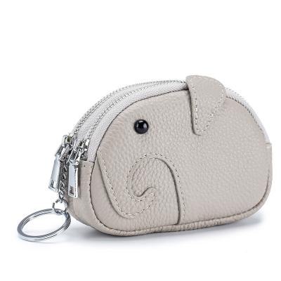 China Fashion Women Cute cartoon elephant coin wallet Leather Coin Purse, Small 2 Zippered Change Pouch Wallet for sale