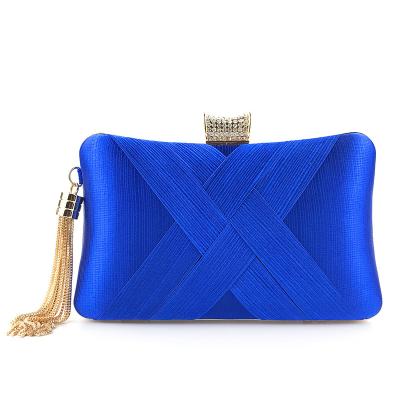 China Bling Clutch bag Women's Evening Clutch Bags Silk Satin Party Handbags Bridal Wedding Purses with Tassel Pendant for sale