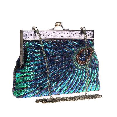 China Bling Clutch bag Wedding Party Clutch Designer Evening Bag Peacock Clutch Vintage handbags, Sequined Evening Handbag Beaded Bag for sale