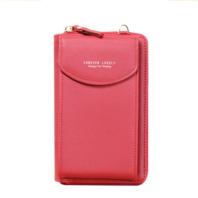 China Fashion Large Capacity PU Leather Crossbody Cellphone Bag for Women Wallet Purse, Small Solid Color Crossbody Cell Phone Purse Bag for sale