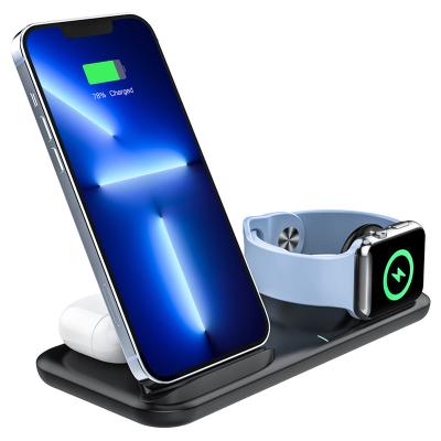 China 2022 Mobile Phone Charger 7.5w 10w 15w 3 in 1 Wireless Charger Charging Pro Airpods Fast Charger Stand Iphone 12 13 for sale