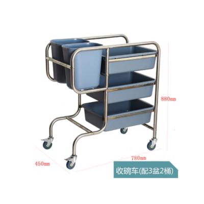 China Durable Excellent Quality Hotel Serving Trolley Cutlery Collection Stainless Steel Bowl Trolley for sale