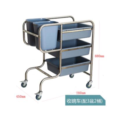 China Good quality durable top selling hotel serving trolley plastic collection stainless steel bowl cart for sale