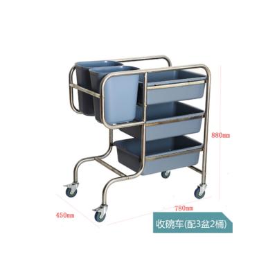 China Durable Chinese Hotel Trolley Collection Cutlery Factory Price Stainless Steel Industrial Bowl Trolley for sale