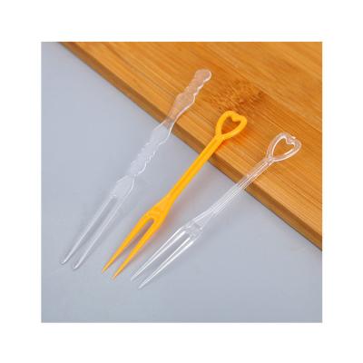 China New Design Disposable Plastic Fruit Fork Black Disposable Plastic Fruit Fork for sale