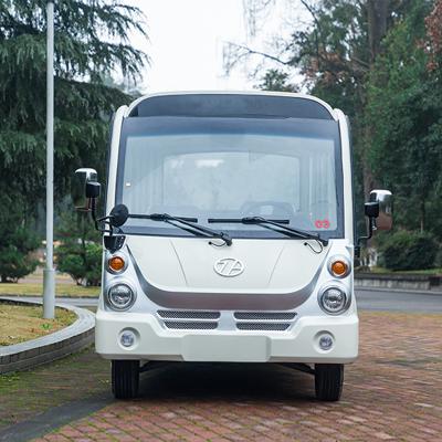 China Sheet Metal Car Body 7.5KW motor Electric Sightseeing Car 14 Seater Enclosed Doors Mini Electric Bus Te koop