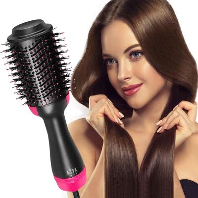 China Multi-Function Flat Electric Hair Straightener Brush Flat Electric Quick Hair Dryer Comb One Step Selection Hot Air Comb One Step Hair Dryer Straightener Brush Private Label Hair Brush for sale