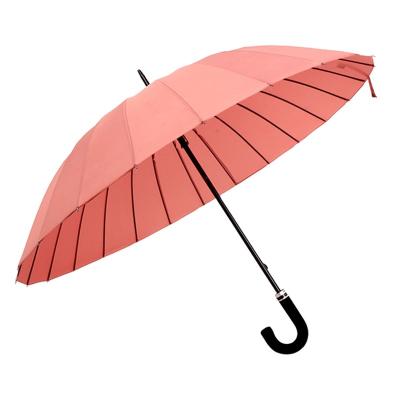 China Umbrella Transitional Popular Pink Water Repellent Straight Umbrella, 24K Popular Rainproof Pink Straight Umbrella for sale